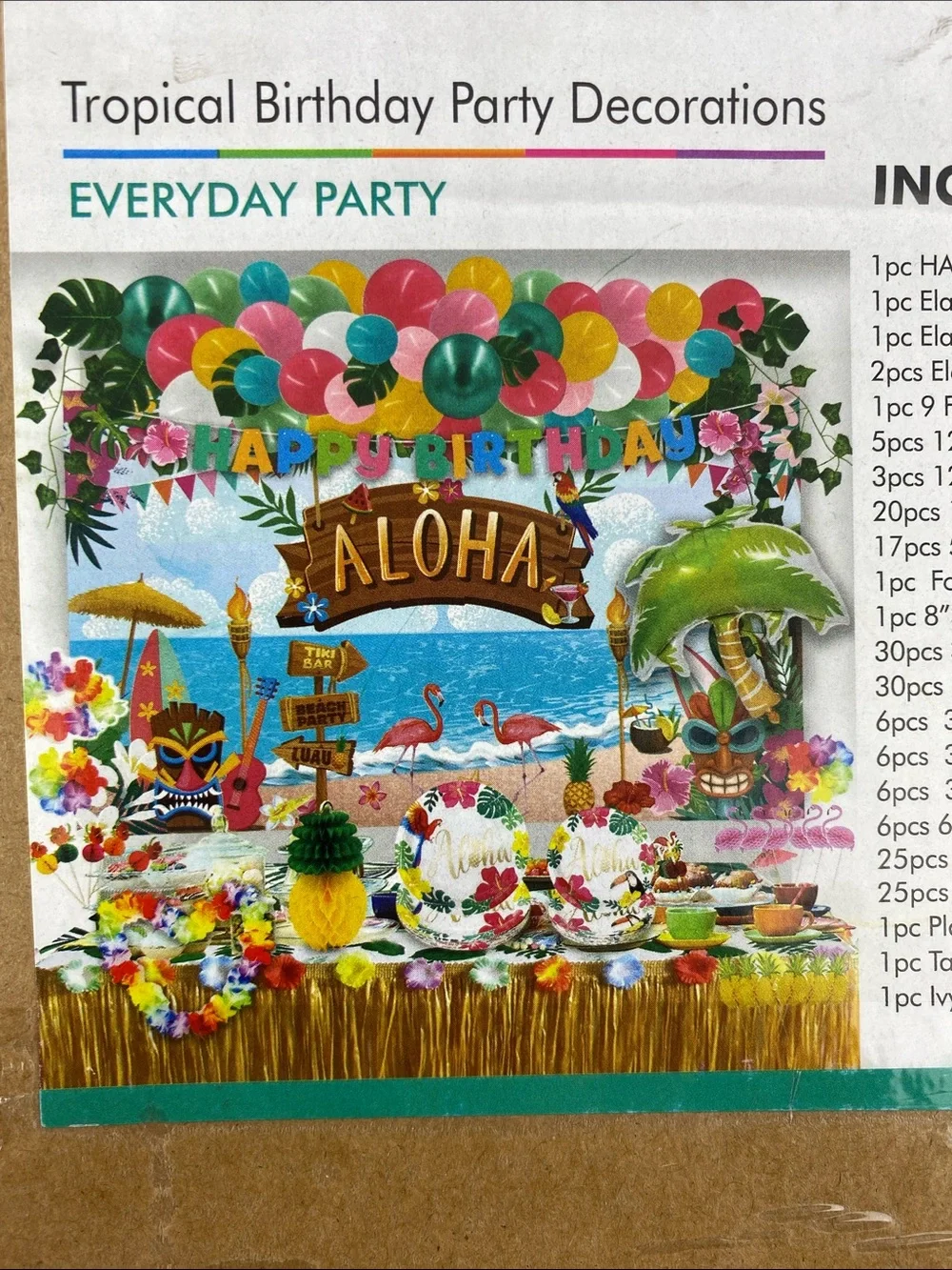 Tropical Aloha Birthday Party Decorations - Multicolor